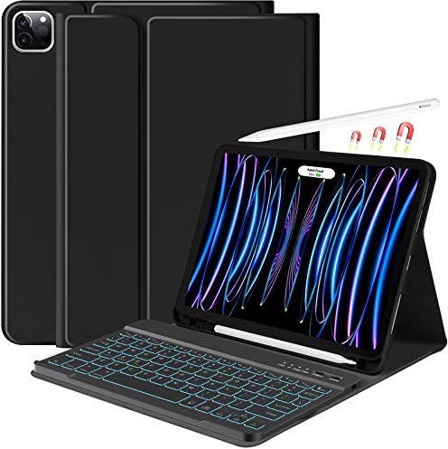besky Funda de teclado para iPad Air de 11 pulgadas con teclado M3/M2 (2025/2024) y Air Series (6ª/5ª/4ª generación), para iPad Pro 11 (4ª/3ª generación), con teclado retroiluminado desmontable