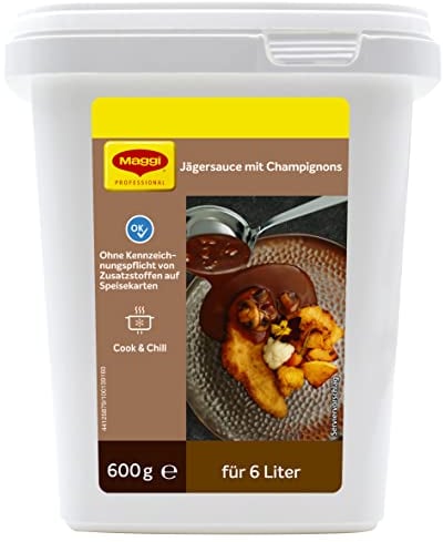 MAGGI Professional Jäger-Sauce mit Champignons, vegan, Ergiebigkeit 6L, 1er Pack (1 x 600g GastroBox)
