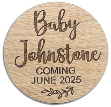 Personalised Baby Announcement Welcome Plaque Wooden Disk Circle Pregnancy Announcement Photo Prop