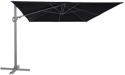 METRO Professional Sombrilla de Terraza Colgante, Aluminio/Poliéster, 3x3m, Sombrilla de Jardín con Manivela, Protección UV50+, Giro de 360°, Impermeable, Antracita/Gris