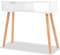 homiuse 80x30x72cm Rustikaler Konsolentisch Weiß Kiefernholz Massiv 1 Schublade Beistelltisch Bartisch Sideboard Wohnzimmer