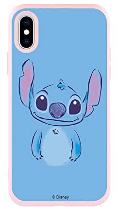 Case for iPhone X - XS Official Stitch Blue Liquid Silicone Pink Phone Cover Case to Protect Your Mobile. Choose the Case Type You Like Best with Official Disney License