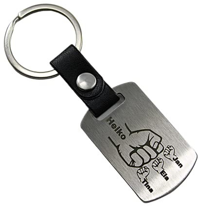 Generisch Schlüsselanhänger Faust personalisierte Gravur Edelstahl (3 Kinderfäuste DogTag)