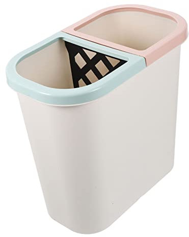 OKUMEYR Double Compartment Trash Can Dual Waste Bin for Kitchen and Bathroom Space-saving Design Easy Disposal White Pedal Bin for Home and Office Use