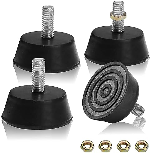 Fzyisw 4 Stück Verstellbare Möbelfüße M6 x 32MM Verstellbare Füße für Möbel, Stellfüße mit M6-Gewinde auf Gummibasis, Höhenverstellbare Füße, Schwarz Stellfuß für Möbel, Geräte und Kleingeräte