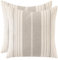 Tosleo 2er Set Boho Streifen Kissenbezug Weiche Baumwolle Leinen Kissenhülle 45x45 cm für Sofa Schlafzimmer Wohnzimmer Auto Dekor Kopfkissenbezug Hellgraue Breite Streifen