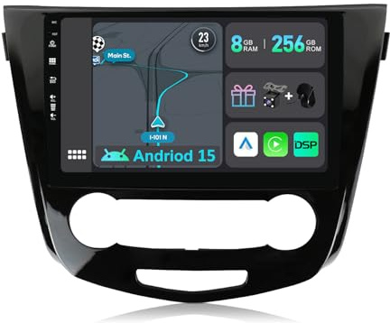 YUNTX [8GB+256GB] Android 15 Autoradio für Nissan X-Trail T32 Qashqai (2013-2021)-[Integriertes CarPlay/Android Auto/DSP/GPS]-10.1” IPS Touch Screen-CAM+MIC-DAB/Mirror Link/Bluetooth 5.0/AHD Kamera
