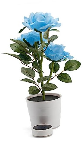 ABOOFAN Lampe Solaire Fleur Rose Led Éclairage Décoratif Extérieur Et Intérieur Avec Lumières Pot De Fleur Lumineux Pour Jardin Bureau Hôtel Bleu