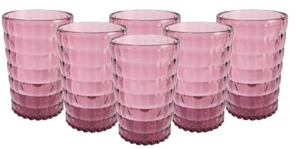 Prisma - PACK 6 UNIDADES VASO 400 ML.MOD. BAUHAUS COLOR ROSA PALO. Vaso de policarbonato tamaño mediano, reutilizable, libre de BPA