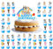 MGKEOUF 25-Piece Blue Dog Cake Topper Set - Birthday Party Supplies
