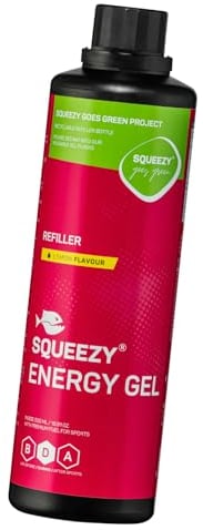 Squeezy Energy Gel Refiller (Himbeere) 500 ml - Sport Energy Gel für schnelle & dauerhafte Energie bei maximaler Verträglichkeit beim Laufen, Radsport, Marathon & Co.