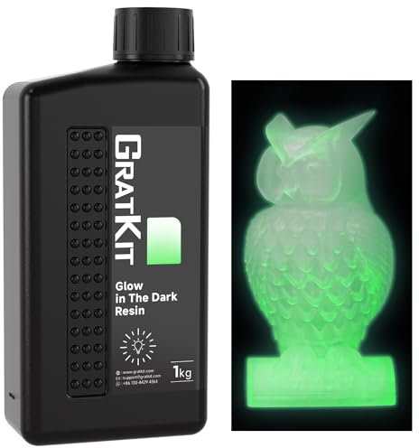 GratKit Glow in the Dark 3D-Druck Harz, 1kg im Dunkeln Nachleuchtendes UV-härtendes Resin für 405nm SLA/LCD/DLP 3D-Drucker, 1000g, Transparent