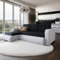 Home Sweet The Barcelona Convertible and Reversible Sofa - 3-Sitzer Schlafsofa aus Öko-Leder Schwarz/Weiß - mit Kissen und Aufbewahrungsbox - Praktisch und komfortabel - Französische Marke