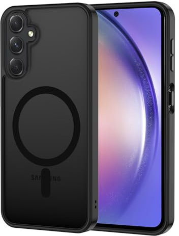 XTCASE für Samsung Galaxy S24 FE Hülle Magnetisch kompatibel mit Magsafe, Matt Transluzente Handyhülle für Samsung Galaxy S24 FE (6.7) Kratzfeste PC Rückseite + TPU Bumper - Schwarz