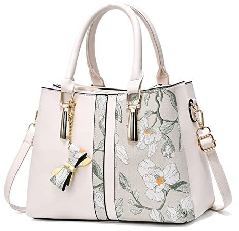 Crossbag Handytasche Mit GeldböRse Zum UmhäNgen Bestickte Große Kapazität Handtasche Mode Umhängetasche Tagesrucksack Schultasche MäDchen 5 Klasse (White, One Size)