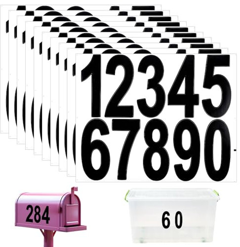 Giantree 10Blatt Große Nummernaufkleber, 4 Zoll Selbstklebende Nummernaufkleber, Wasserfeste Vinyl Briefkastennummern-Aufkleber für Basteln Outdoor Schilder Poster Briefkästen Fenster (schwarz)