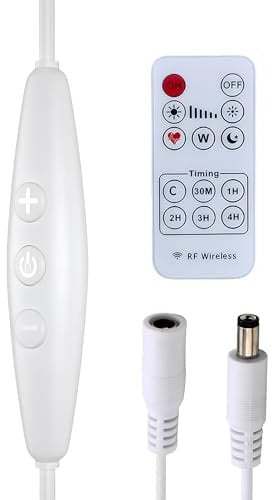 Clearhill Variateur d'intensité CC avec connecteur 5521 mâle et femelle, télécommande, gradation à 6 vitesses, fonction marche/arrêt, gradation continue, courant 2 A, fil 22 AWG, délai d'arrêt de 60 s