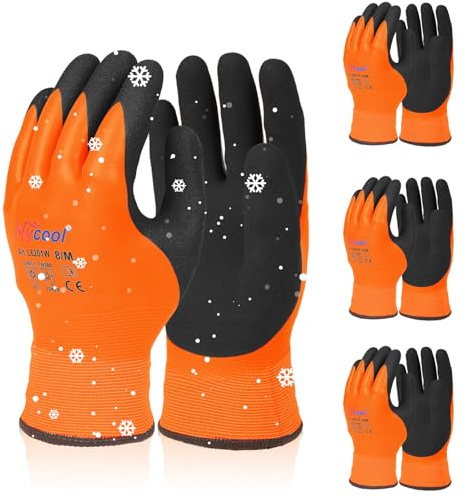 DS Safety Wasserdichte Arbeitshandschuhe mit Kautschukbeschichtung, blau und grau, für Innen- und Außenarbeiten 3 Peer (Orange, M)