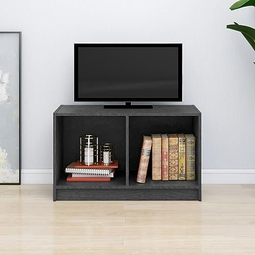 Meuble TV, Banc TV Support de Télévision Table TV Bas Armoire Basse Meuble TV Gris 70x33x42 cm Bois de pin Massif