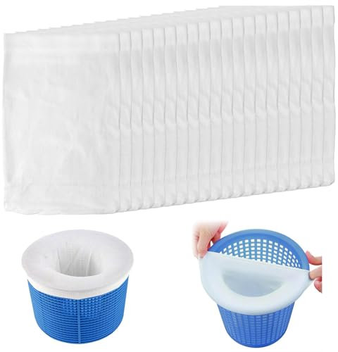 20 Pièce Chaussettes de Skimmer de Piscine, Reutilisable Pool Skimmer Socks Nylon éLastique, Filtre Skimmer Piscine, Blanc Filtre Skimmer Piscine pour Peuvent Emprisonner Pollen, Feuilles,Cheveux