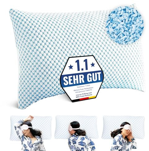 MKS Memory Foam Kopfkissen 50x70 – Ergonomisches Gelkissen für Seitenschläfer und Rückenschläfer – Atmungsaktives Kopfkissen mit abnehmbarem Bezug – Weiches Wolkenkissen für Erwachsene