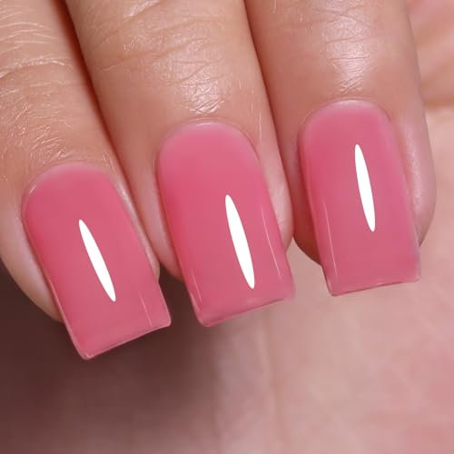 Imtiti Transparent Vernis Semi Permanent, Transparent Rose Vernis Gel UV Semi Permanent Jelly French Gelée Gel Nail Polish Printemps Eté UV Led Soak Off 10ml
