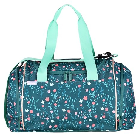 McNeill Sporttasche Deary für Mädchen – Sport- und Freizeittasche für Naturfans & Träumerinnen – Sportbeutel mit Nassfach – Praktische Duffelbag mit Blumenmuster in Petrol