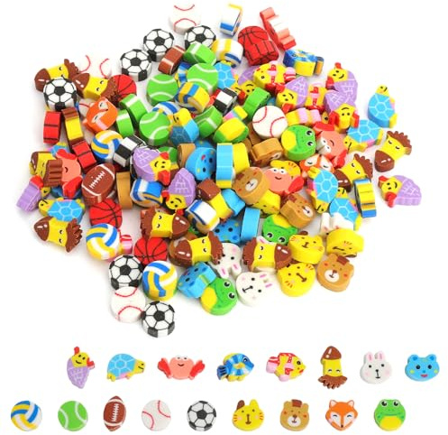 KQDRAVINE 150 Stück Radiergummis Bunt, Tiere Ozean und Ball Radiergummi Set, Eraser Schulsachen Mitgebsel für Geschenke Klassenzimmer Belohnungen, Party Mitgebsel, Grundschule