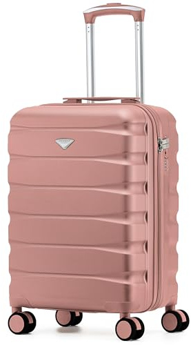 Flight Knight Lightweight Travel Suitcase 55x35x25cm | Hard Shell Carry On Luggage with Aluminum Telescopic Handle, 8 Spinner Wheels & TSA Lock | Approved Max Size for KLM & Air France