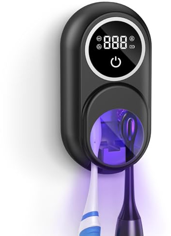 ORIA Disinfettante Spazzolini da Denti Portatile LED | Supporto per Spazzolini Elettrici e Manuali, Sterilizzazione Programmata, Asciugatura, Ricaricabile, per Viaggi e Casa