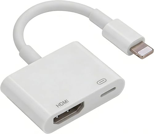 QINVVXAN 1080P HD to HDMI Adapter for iPhone iPad to TV, Plug & Play Digital AV Converter Sync Screen Video & Audio with Charging Port for HDTV Projector Monitor
