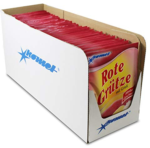 33er Pack Komet Rote Grütze Himbeer (33 x 50 g) für 500 ml Wasser mit Grieß ohne künstliche Farbstoffe