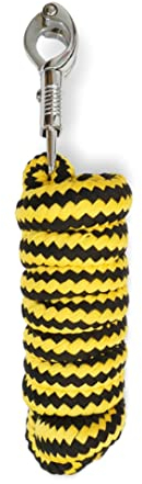 Führstrick mit Panikhaken für Pferd - Anbindestrick in verschiedenen stylischen Designs, Führleine, Anbindeseil Pony, Esel, Ziege (Gelb/schwarz)