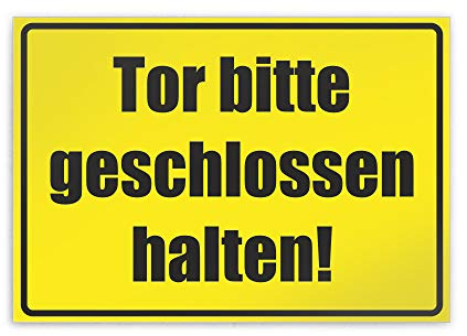 Kiwistar - Tor Bitte geschlossen halten gelb Parkplatzschild PVC - 30 x 21cm