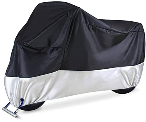 KOKOMALL Funda Impermeable para Motocicleta para Exterior con Agujeros de Bloqueo, 210D Capa para Moto Protectora Duradera contra el Polvo y el Sol para XL