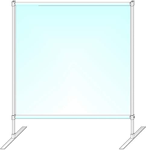 godirect24 Stellwand 200x200 cm Stahlrahmen geschweißt, als Schutzwand/Trennwand zwischen Personen, Angestellten, Kunden im Büro, am Schalter oder Verkaufstisch, Farbe: lichtgrau