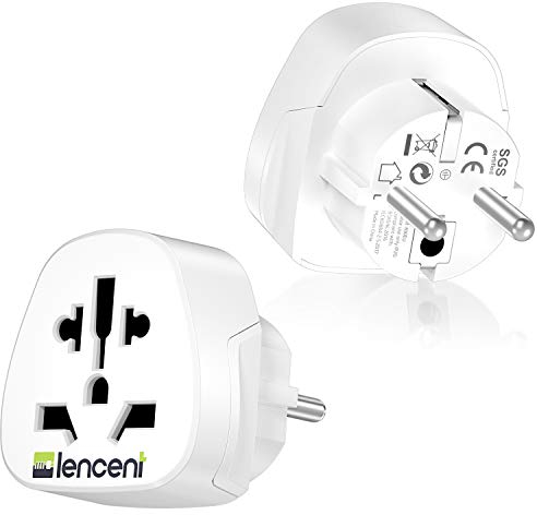 LENCENT 2X Adaptateur Universel vers France FR pour la Connexion d'appareils étrangers, par ex. UK Anglaise Angleterre, USA Americaine, Chine, Australie, Japon, Italie, Suisse etc.