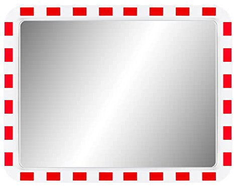 MIRAC Verkehrsspiegel ULTRA, Polycarbonatglas, rot/weiß, rechteckig, 80 x 60 cm, Art.-Nr. 45500680 | Sicherheitsspiegel | Straßenspiegel