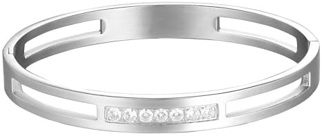 MILAKOO Edelstahl Armreif für Damen Armband mit Zirkone silber rosagold gold schwarz 6mm/8mm