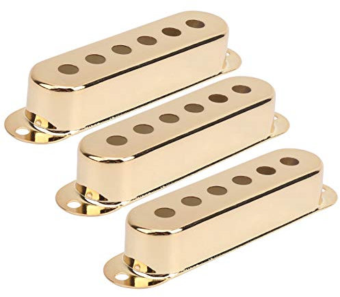 CHICIRIS 3 pièces Housse de ramassage Simple pour Guitare à Bobine en Laiton 48mm/50mm 52mm Couvre micros Stratocaster électrique St SQ(d'or)-Couvercle pour Micros