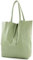modamoda de T163 Damen Leder Shopper Schultertasche Large mit Innentasche handmade in Italy, Farbe:Graugrün