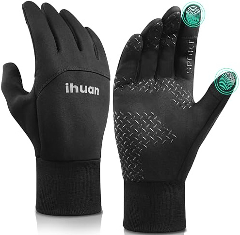 ihuan Winter Waterproof Gloves for Men Women Warm Running Cycling Snow Ski Gloves for Cold Weather, Thermal Windproof Material and Touch Screen Finger for Driving Snowboarding