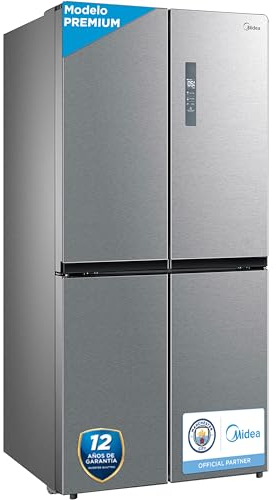 Midea Frigorifico Americano Combi No Frost Inox 177,5 x 83,3cm Capacidad 492L | Nevera Americana Multipuertas con Congelador Inferior Convertible | 3 Sistemas de Circulación y Filtro Anti-bacterias