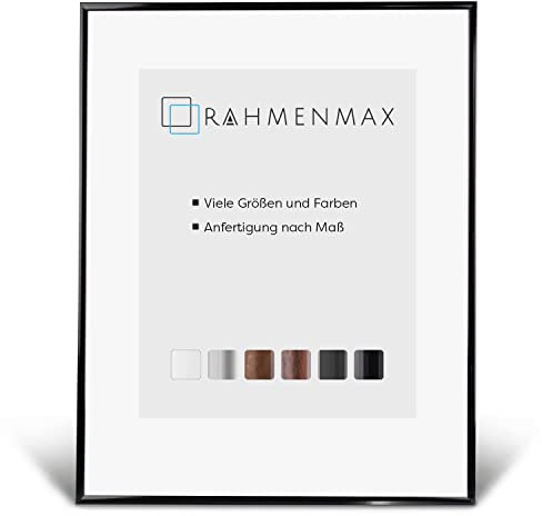 RahmenMax® Iowa Bilderrahmen 61x91,5 cm zum Aufhängen/Bilderrahmen Maßanfertigung möglich/Posterrahmen aus Kunststoff/Bilder Rahmen in Schwarz Hochglanz mit Antireflex Acrylglas/Puzzle Rahmen