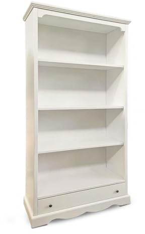 Mar.c.a. Design - Libreria Arte Povera con 4 Ripiani e Sportello - Libreria in Legno 94x36x189 cm con Base Rialzata - Made in Italy