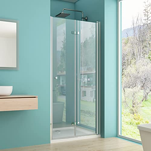 IMPTS Duschtür Falttür Dusche 120cm, Einzelfalttür Nische Duschabtrennung Duschkabine Schwingtür Falttür Duschwand Dusche 6mm ESG Sicherheitsglas 185cm