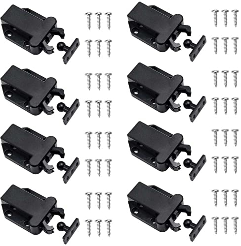 LanYing 8 Stück Türriegel mit Touch-Entriegelung Push Release Catch Schwarz Druckschnäpper Schnäpper Federschnäpper mit Schrauben für Küche Schranktüren Schränke Zuhause Möbel