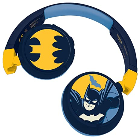 Lexibook Batman 2-in-1 Bluetooth ve Kablolu Kulaklık Mic ve Kontrol Düğmesi ile, Uzun Ömürlü Şarj Edilebilir Pil, HPBT010BAT