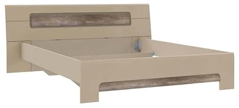 Froschkönig24 SINOP Bettgestell 160x200cm Eiche Antik/Beige Hochglanz