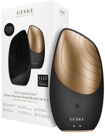 GESKE | Brosse faciale thermique sonique SmartAppGuided™ | 6 in 1 | Nettoyage de la peau | Brosse nettoyage chauffante | Masseur facial | Brosse faciale électrique | Appareil de nettoyage visage